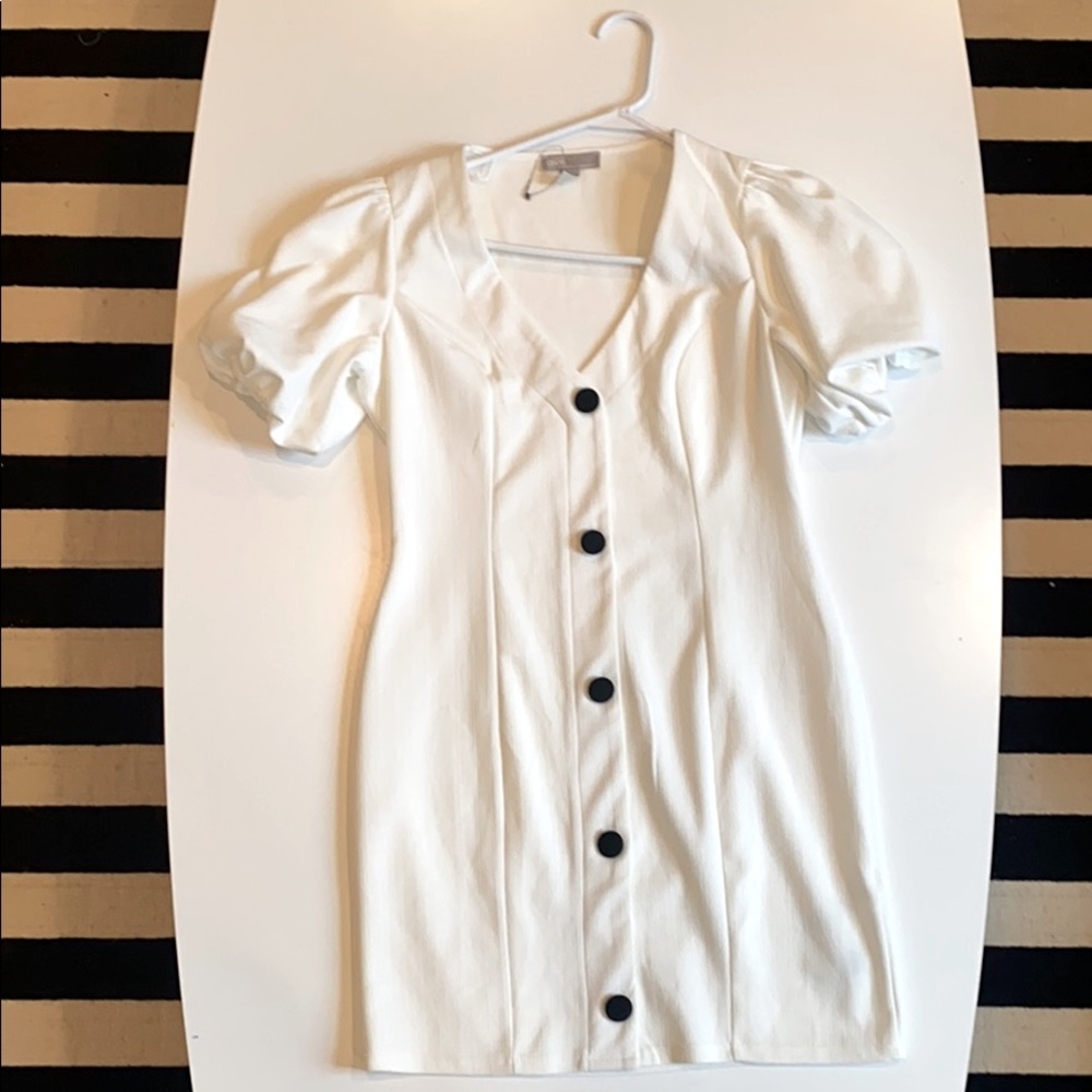 Mini white puff sleeve dress